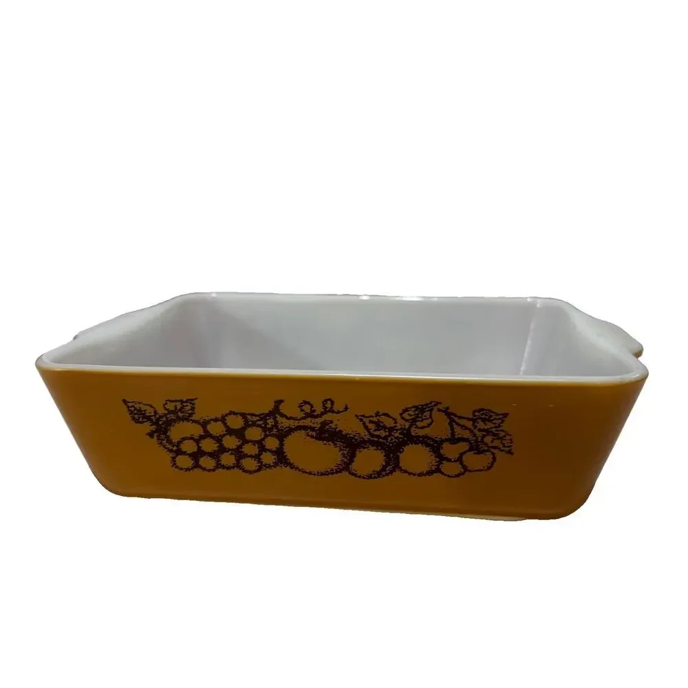 Vintage 70s Pyrex Old Orchard Ovenware 1.5 QT 503 Refrigerator Dish No Lid